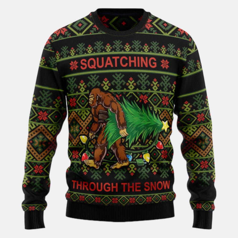 Bigfoot Snow Ugly Sweater