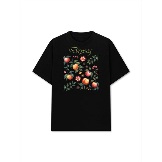 Vintage Cottagecore Aesthetic Peach Floral Botanical Fruit T-Shirt