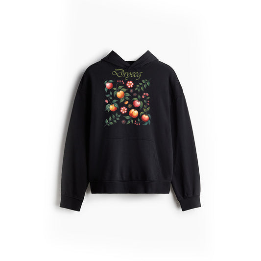 Vintage Cottagecore Aesthetic Peach Floral Botanical Fruit Hoodie